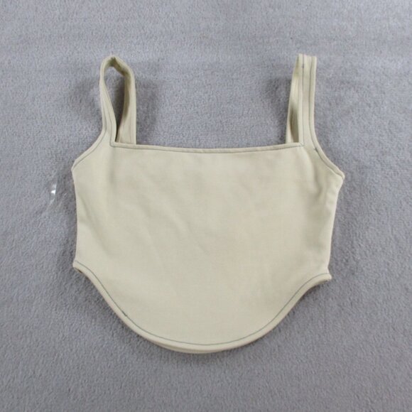 Meshki Elsie Sleeveless Contrast Stitch Bustier Top Womens XS Cream Beige NWT - Picture 3 of 8
